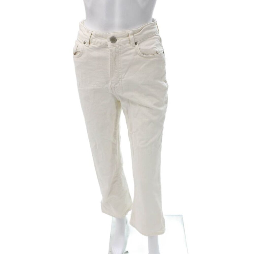 La Ligne Womens Cropped Ivory High Rise Cotton Jeans Size 27